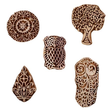 Set of 5 Piece New Mix Wooden Printing Blocks